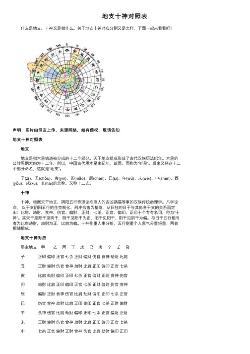 地支十神对照表