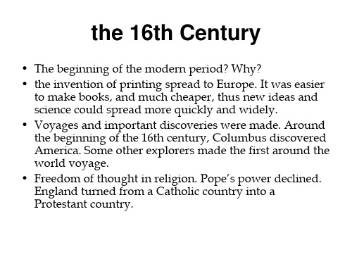 the 16th Century Britain and American culture 英美文化教学课件