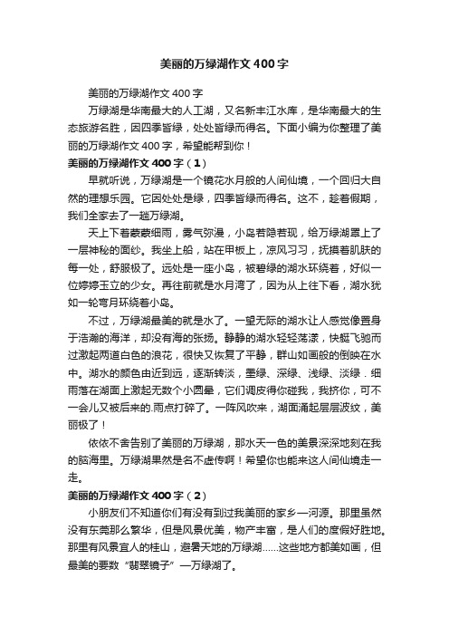 美丽的万绿湖作文400字