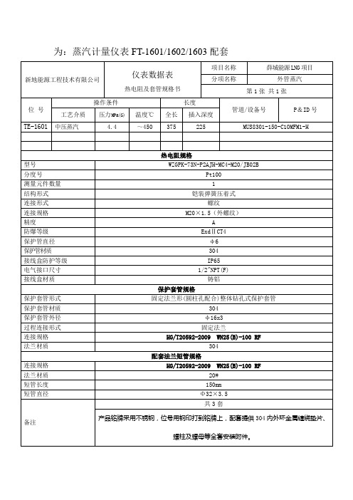 热电阻数据表