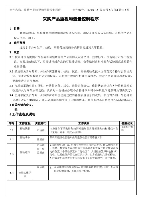 采购产品监视和测量控制程序-IATF16949程序