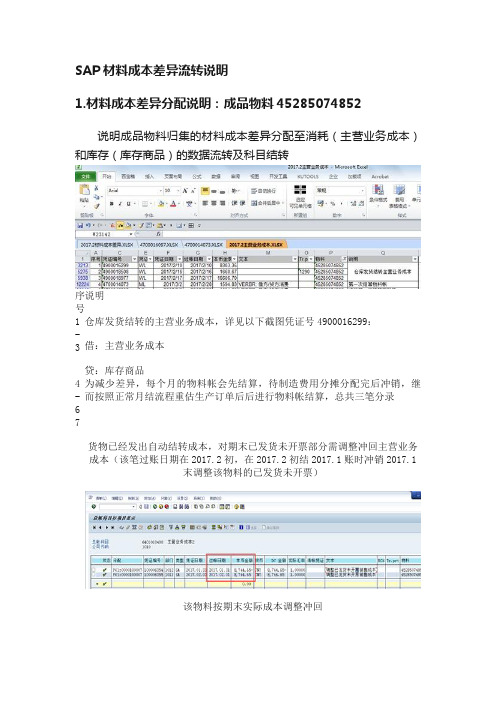 SAP材料成本差异流转说明