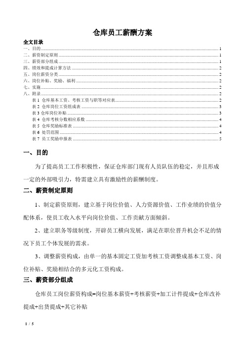 仓库员工薪酬方案,岗位薪资分类,绩效和提成计算方法