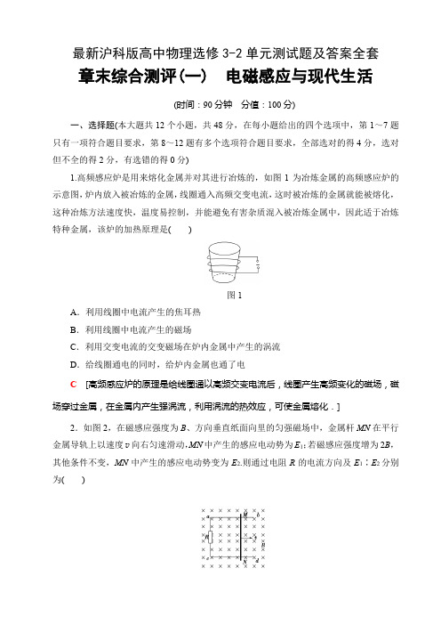 最新沪科版高中物理选修3-2单元测试题及答案全套