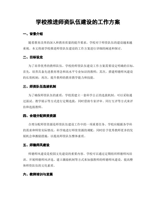 学校推进师资队伍建设的工作方案