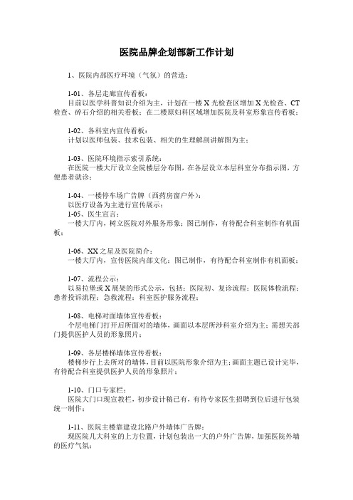 医院企划品牌部新工作计划