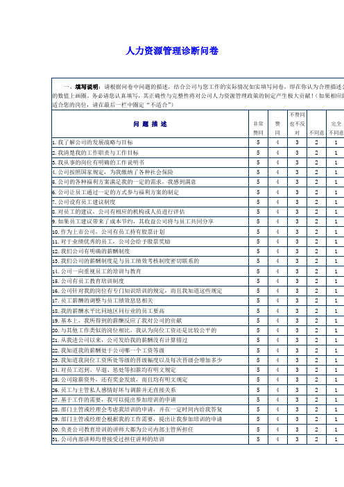 人力资源管理诊断问卷