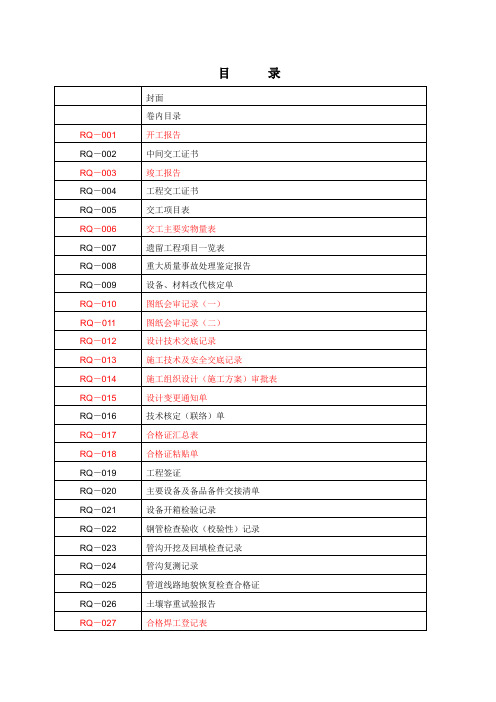 全套燃气管道竣工资料表格.doc