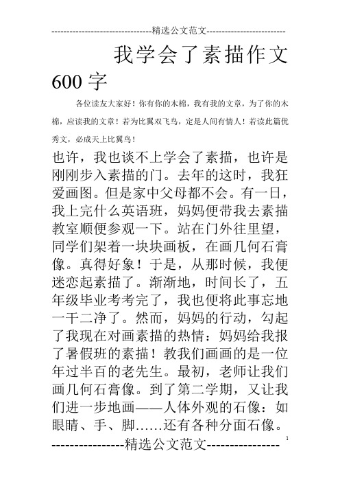 我学会了素描作文600字