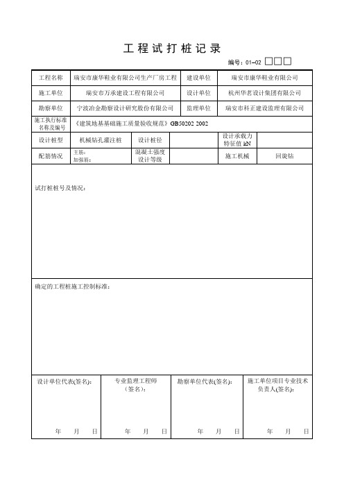 工程试打桩记录