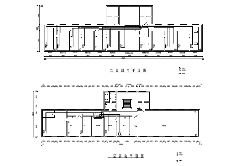 办公楼电路图弱电平面图CAD图纸