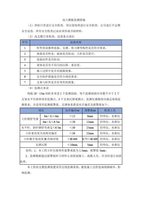 高大模板监测措施