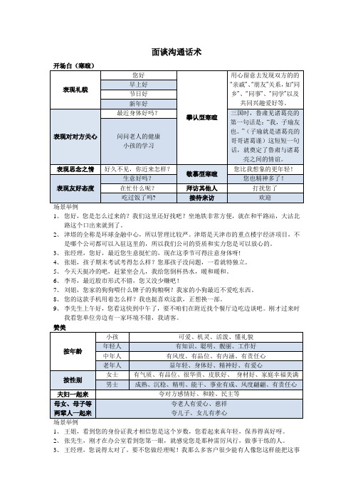 面谈沟通话术