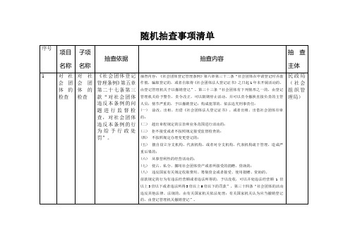 随机抽查事项清单