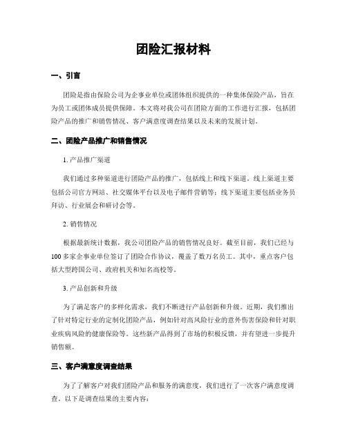 团险汇报材料