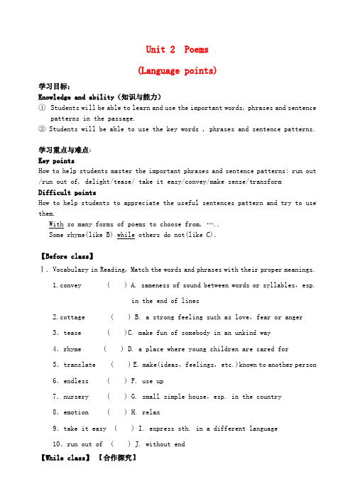 浙江省临海市第六中学高中英语 M6U2 Language point学案(无答案)新人教版选修6