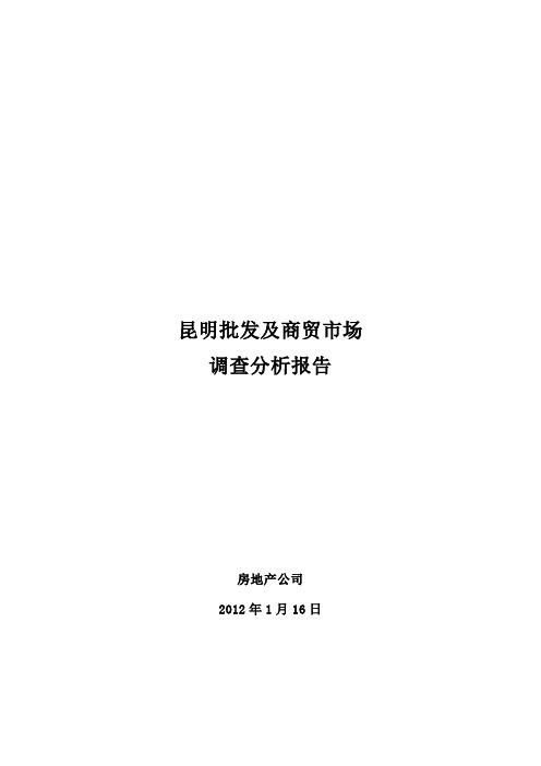 昆明批发市场及专业市场情况