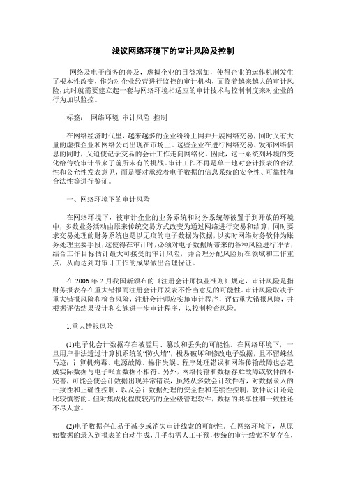 浅议网络环境下的审计风险及控制