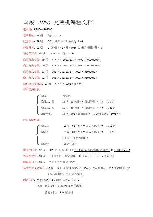 国威交换机编程