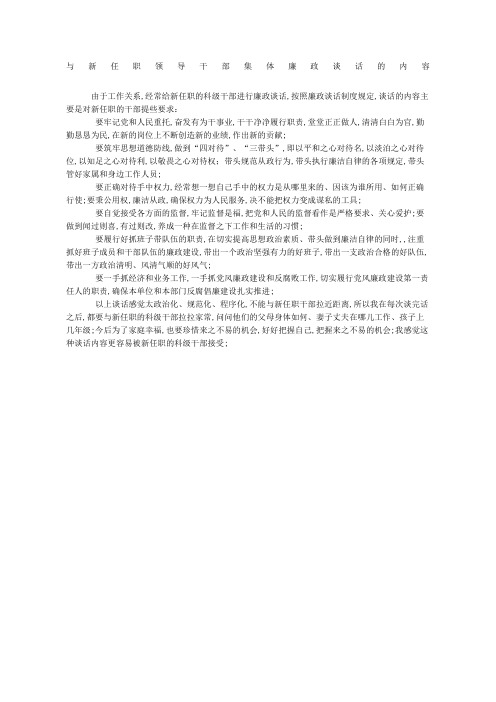 与新任职领导干部集体廉政谈话的内容