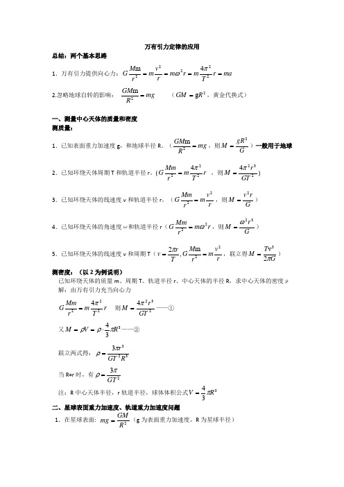 万有引力定律公式总结