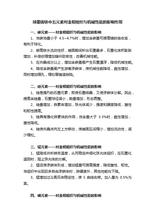 球墨铸铁中五元素对金相组织与机械性能的影响作用