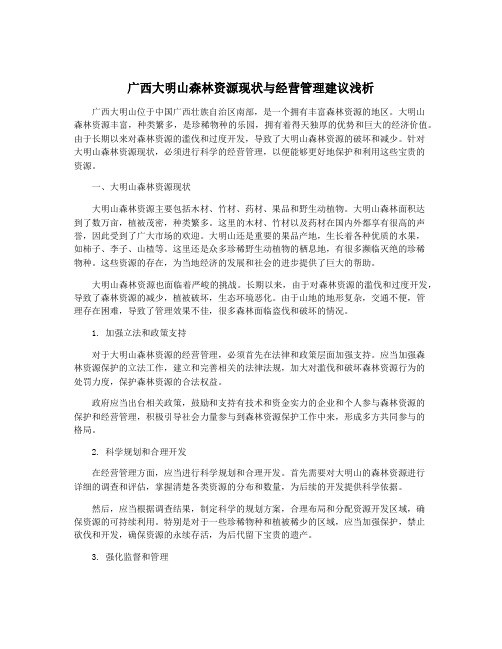 广西大明山森林资源现状与经营管理建议浅析