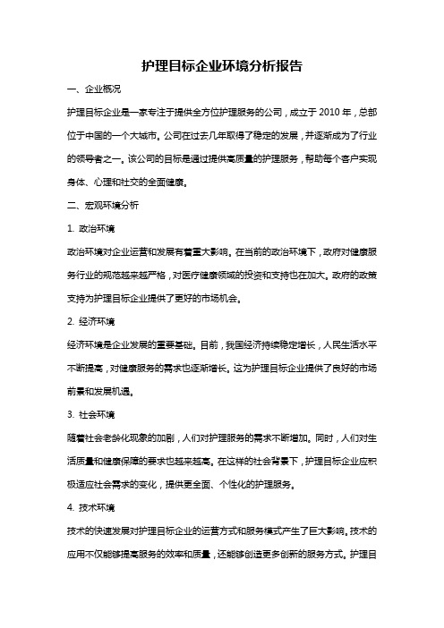 护理目标企业环境分析报告