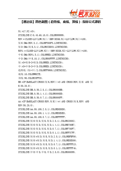 【股票指标公式下载】-【通达信】四色副图(趋势线、底线、顶线)