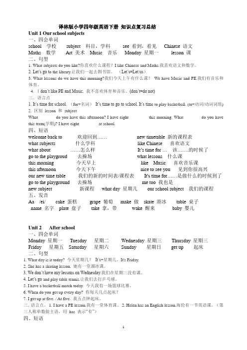 译林版小学四年级英语下册_知识点复习总结 (1)