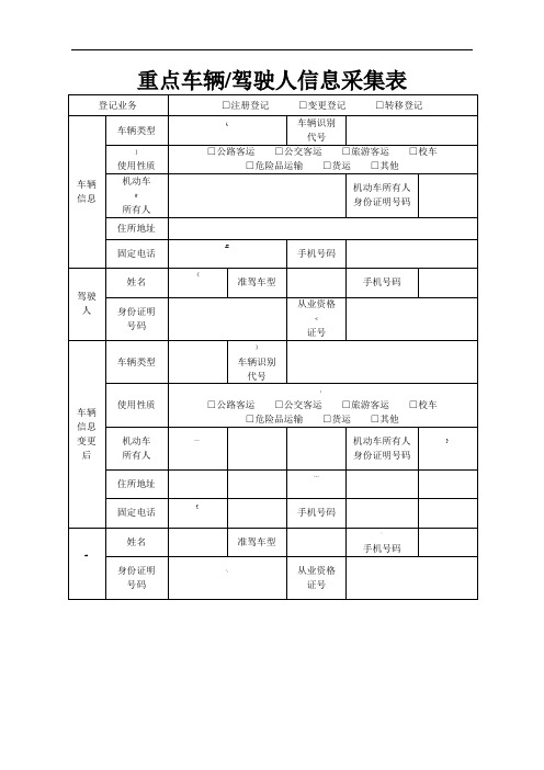 重点车辆驾驶人信息采集表