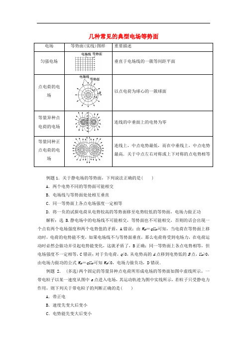 高考物理 电场精讲精练 几种常见的典型电场等势面