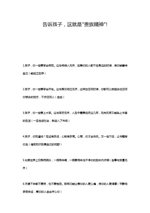 孩子,这就是贵族精神