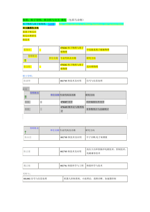 中科院上海应用物理所部分导师的信息(未完待续)