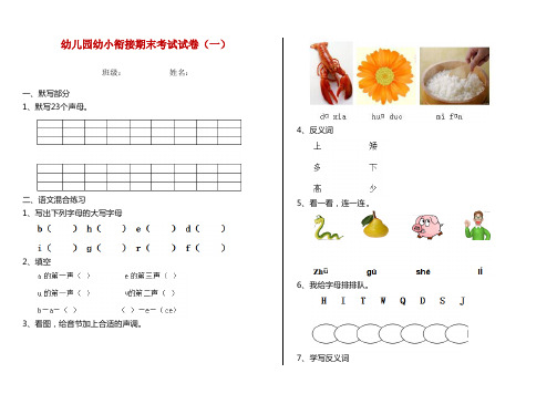 幼儿园幼小衔接期末考试试卷(一)