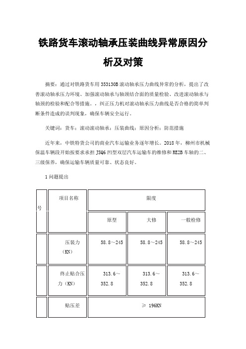 铁路货车滚动轴承压装曲线异常原因分析及对策