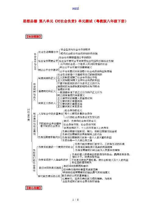 八年级政治下册 第八单元《对社会负责》单元测试粤教版