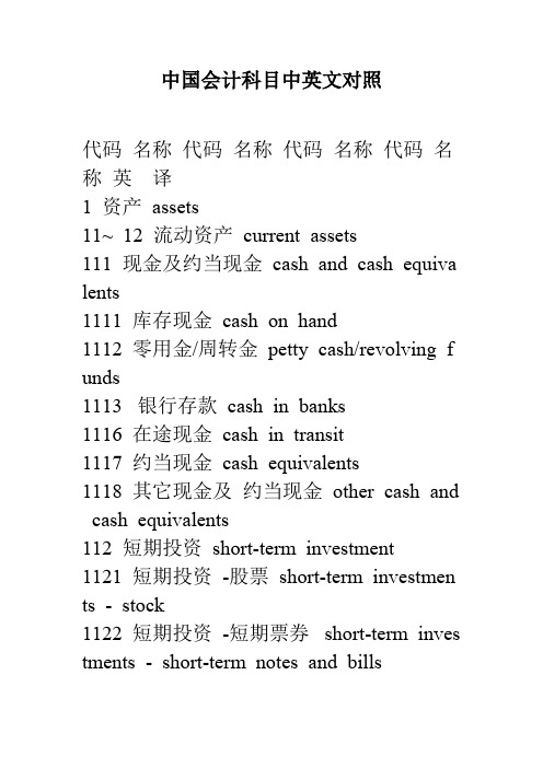 财务会计及最新科目管理知识分析中英文对照(DOC 37页)