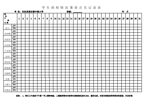 课 前 点 名 记 录 表