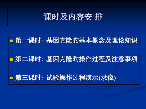 基因克隆的基本理论和实验技术