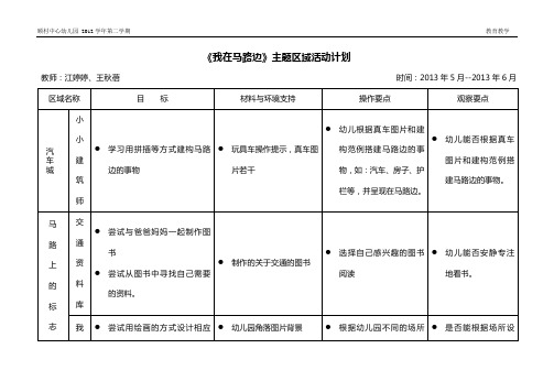 幼儿园中班区域活计划《我在马路边》 (2)