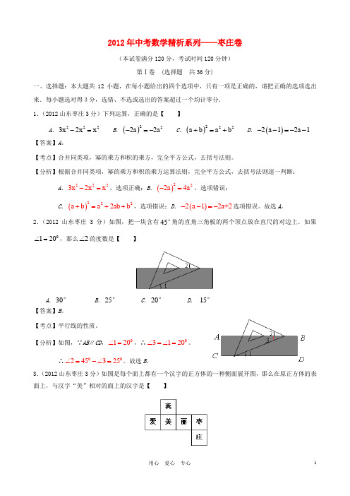 山东省枣庄市中考数学真题试题(带解析)