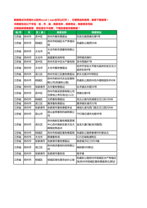 2020新版江苏省苏州市畜牧工商企业公司商家名录名单黄页联系电话号码地址大全21家