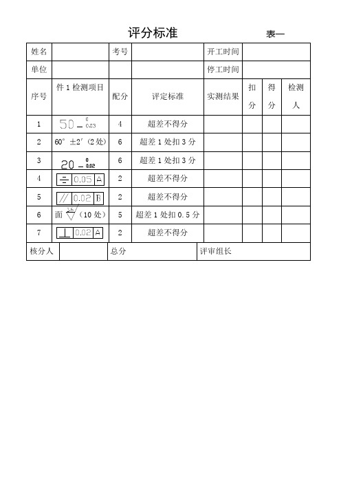 钳工评分标准