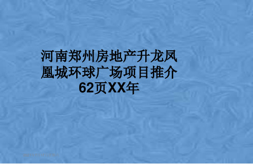 河南郑州房地产升龙凤凰城环球广场项目推介62页XX年