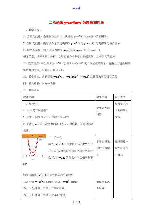 九年级数学上册 3.4 二次函数yax2bxc的图象和性质教案1 鲁教版五四制-鲁教版五四制初中九年