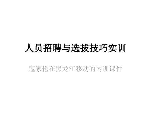 人员招聘与选拔技巧实训