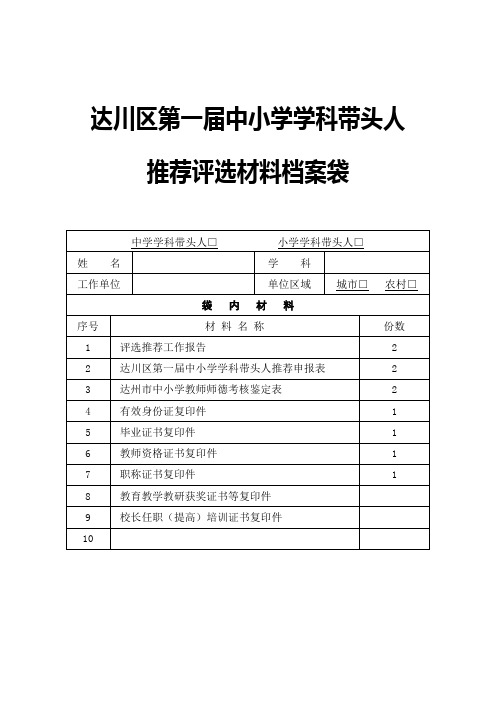 学科带头人档案袋封面