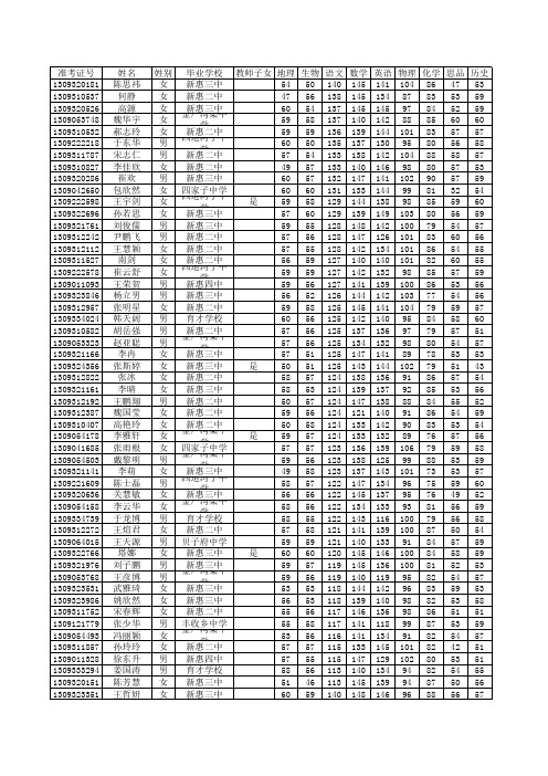 2013初升高成绩及录取(新中)-班主任