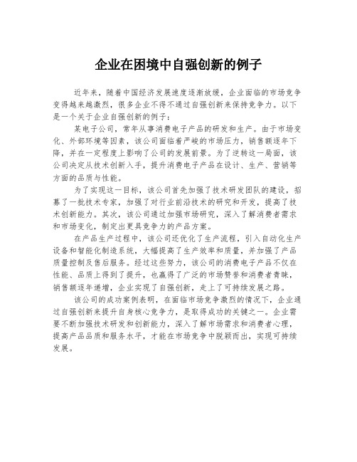 企业在困境中自强创新的例子